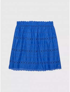Tommy Hilfiger Embroidered Skirt Dresses & Skirts Verona Blue | 7680-JPTVW