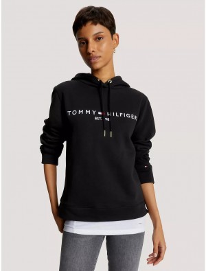 Tommy Hilfiger Embroidered Tommy Logo Hoodie Hoodies & Sweatshirts Dark Sable | 6059-PXDNI