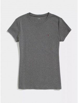 Tommy Hilfiger Essential Favorite Crewneck T-Shirt T-Shirts & Polos Dark Grey Heather | 0286-REYWO