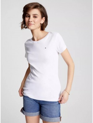 Tommy Hilfiger Essential Favorite Crewneck T-Shirt T-Shirts & Polos Optic White | 2901-GDMWL