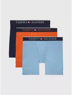 Tommy Hilfiger Essential Luxe Stretch Boxer Brief 3-Pack Underwear Sky Blue | 6549-NPIZQ