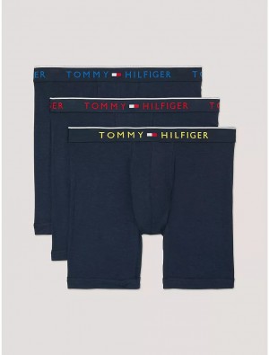 Tommy Hilfiger Essential Luxe Stretch Boxer Brief 3-Pack Underwear Dark Navy | 1028-XSWLZ