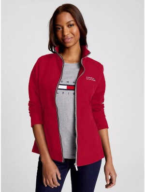 Tommy Hilfiger Essential Solid Logo Yacht Jacket Jackets Racing Red | 0483-QMNVD