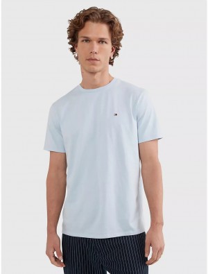 Tommy Hilfiger Essential Solid T-Shirt T-Shirts Breezy Blue | 3285-UFZCY