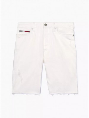 Tommy Hilfiger Faded Denim Bermuda Short Bottoms White | 0369-VXBNK