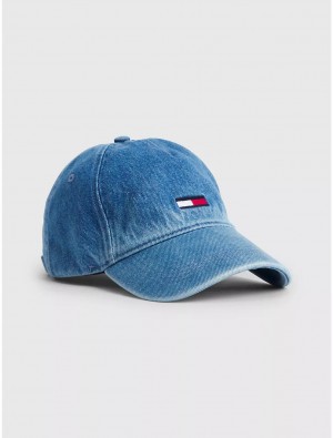 Tommy Hilfiger Flag Denim Baseball Cap Hats Denim | 5193-KOMSZ