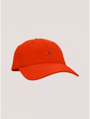 Tommy Hilfiger Flag Logo Baseball Cap Hats Acid Orange | 7648-ZHLAX