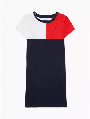 Tommy Hilfiger Flag Logo Dress Dresses & Skirts Cobalt Sapphire | 9106-RFNBI