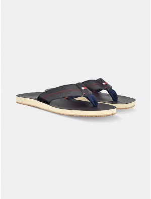 Tommy Hilfiger Flag Logo Flip Flop Shoes Dark Blue | 5741-LHBGR