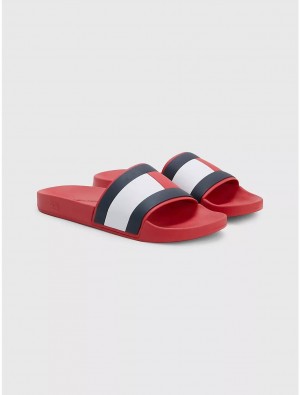 Tommy Hilfiger Flag Pool Slide Shoes Primary Red | 7321-ZWUED