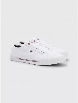 Tommy Hilfiger Flag Sneaker Shoes White | 0863-FQHGY