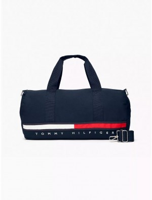 Tommy Hilfiger Flag Stripe Logo Duffle Bags Sky Captain | 4219-RSYEF