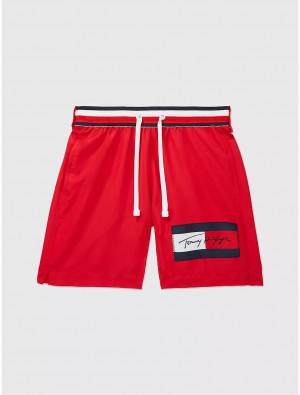 Tommy Hilfiger Flag Swim Trunk Bottoms Primary Red | 0371-DMRSC