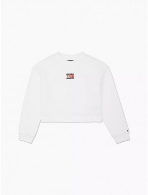 Tommy Hilfiger Flag Tommy Sweatshirt Tops Fresh White | 5832-DEPGQ