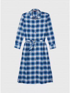 Tommy Hilfiger Flannel Shirt Dress Dresses & Skirts Greek Isle Blue multi | 3027-KGYLI