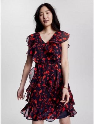 Tommy Hilfiger Floral Chiffon Dress Dresses & Skirts Grenadine Multi | 1432-KNGDB