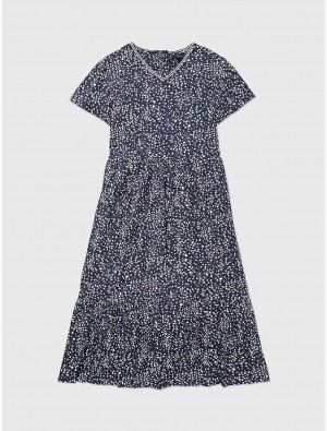 Tommy Hilfiger Floral Dress Dresses & Skirts Cobalt Sapphire | 9023-CGJMU