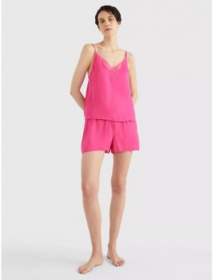 Tommy Hilfiger Floral Lace Cami and Short Sleep Set Sleepwear Hot Magenta | 4251-CIHQZ