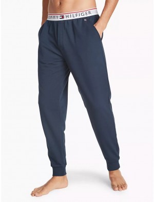 Tommy Hilfiger French Terry Lounge Jogger Pants & Shorts Dark Navy | 0849-MDUPH