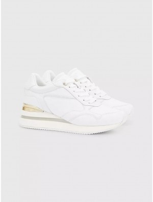 Tommy Hilfiger Gilded Wedge Sneaker Shoes White | 3142-QZDXM