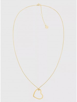 Tommy Hilfiger Gold-Tone Heart Necklace Jewelry Gold | 8417-DQZFY