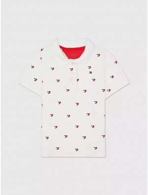 Tommy Hilfiger Hearts Polo Tops Fresh White Multi | 8123-FKGPE