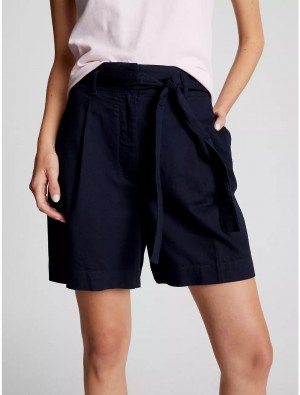 Tommy Hilfiger High-Waist Belted Bermuda Short Pants & Shorts Desert Sky | 1280-VBQSC