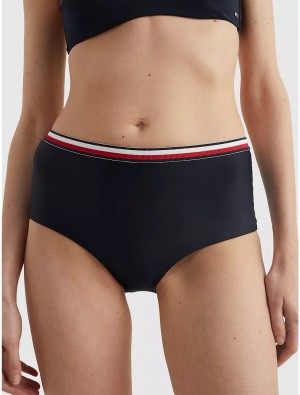 Tommy Hilfiger High Waist Stripe Bikini Bottom Swimwear Desert Sky | 4128-KRSHF