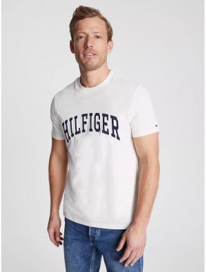 Tommy Hilfiger Hilfiger Arch Logo T-Shirt T-Shirts White Suede | 1078-GHICJ