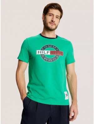 Tommy Hilfiger Hilfiger Metro Logo T-Shirt T-Shirts Primary Green | 4385-DBULF