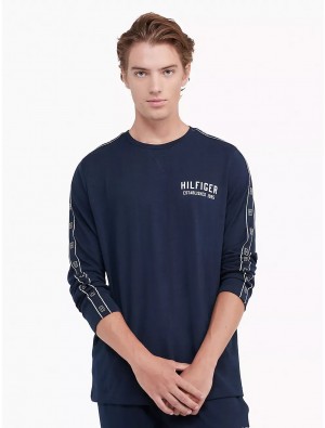 Tommy Hilfiger Hilfiger Sleep Crewneck Sleepwear Dark Navy | 9470-DOURE