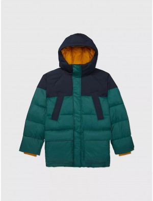 Tommy Hilfiger Hooded Colorblock Parka Tops Hunter | 6289-CUQAL