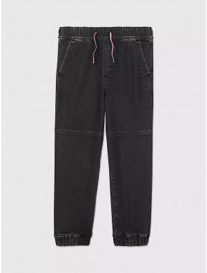 Tommy Hilfiger Kids' Black Wash Denim Jogger Pants Washed Black | 9458-SVNMX