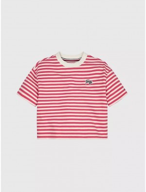 Tommy Hilfiger Kids' Breton Stripe T-Shirt T-Shirts Laser Pink Stripe | 6201-BLHEI