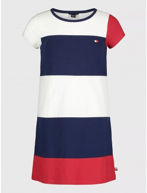 Tommy Hilfiger Kids' Colorblock Dress Dresses & Skirts Flag Blue | 9715-HZLJD