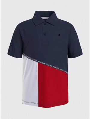 Tommy Hilfiger Kids' Colorblock Polo Polos Cobalt Sapphire | 3785-LYUIB