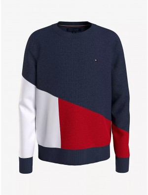 Tommy Hilfiger Kids' Colorblock Sweater Sweatshirts & Sweaters Cobalt Sapphire | 2345-NWVPU