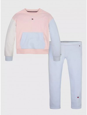 Tommy Hilfiger Kids' Colorblock Sweatshirt and Legging Set Sweatshirts & Sweaters Shimmering Blue / Pink Colorblock | 7869-TXPIS