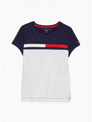 Tommy Hilfiger Kids' Colorblock T-Shirt T-Shirts Classic White/Multi | 7412-NDCOH