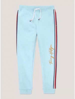 Tommy Hilfiger Kids' Embroidered Signature Jogger Pants Frost Blue | 9651-CKHDW