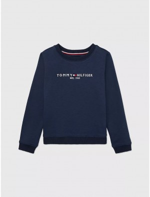 Tommy Hilfiger Kids' Embroidered Tommy Logo Sweatshirt Sweatshirts & Sweaters Cobalt Sapphire | 1845-XKHUT