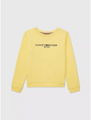 Tommy Hilfiger Kids' Embroidered Tommy Logo Sweatshirt Sweatshirts & Sweaters Cheerful Yellow | 9413-GHDWJ