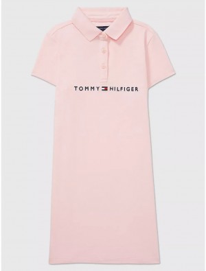 Tommy Hilfiger Kids' Embroidered Tommy Logo Dress Dresses & Skirts New Ballerina Pink | 3178-DAZTR