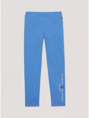 Tommy Hilfiger Kids' Embroidered Tommy Logo Legging Pants Aegean Ocean | 4953-CKXJH