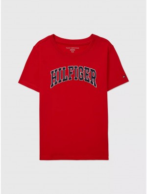 Tommy Hilfiger Kids' Embroidered Varsity T-Shirt T-Shirts Blush Red | 0321-IMAVS