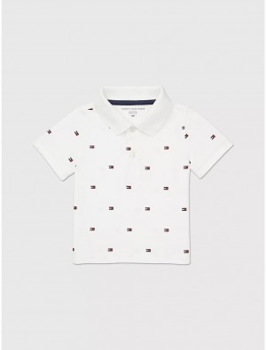 Tommy Hilfiger Kids' Flag Polo Polos Classic White Multi | 7396-XQIHW