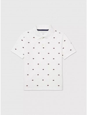 Tommy Hilfiger Kids' Flag Polo Polos Fresh White | 2190-NJIDW