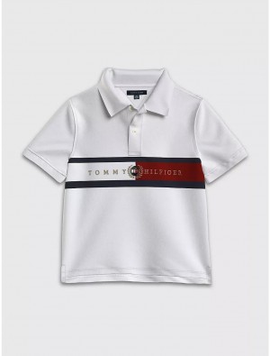 Tommy Hilfiger Kids' Flag Polo Polos Fresh White | 1608-OJWPM