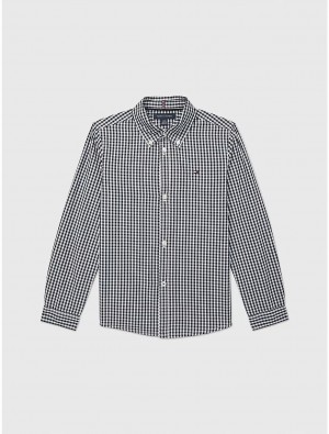 Tommy Hilfiger Kids' Gingham Shirt Shirts Desert Sky | 3927-PQMTF