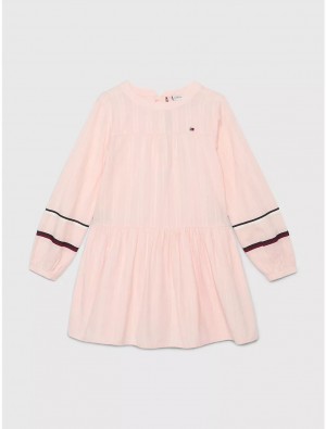 Tommy Hilfiger Kids' Logo Stripe Dress Dresses & Skirts Pink Crystal | 2803-SBOQL